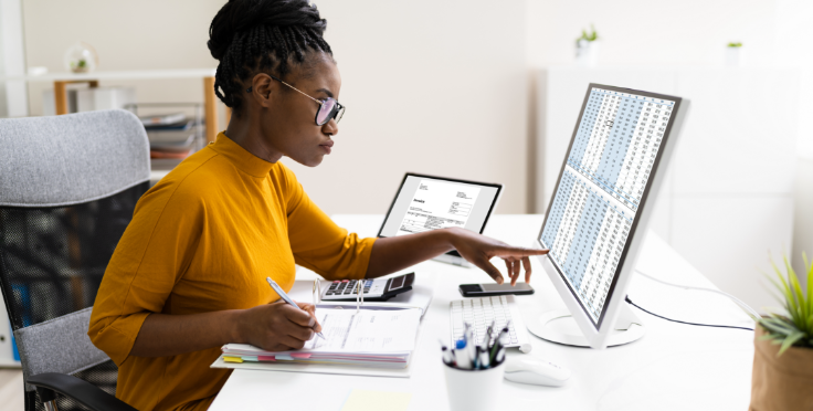 Woman using a computer